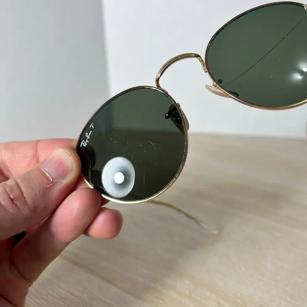 Ray-Ban RB3447 Round Metal 001/58 Sunglasses READ DESC Gold 50-21-145 Italy